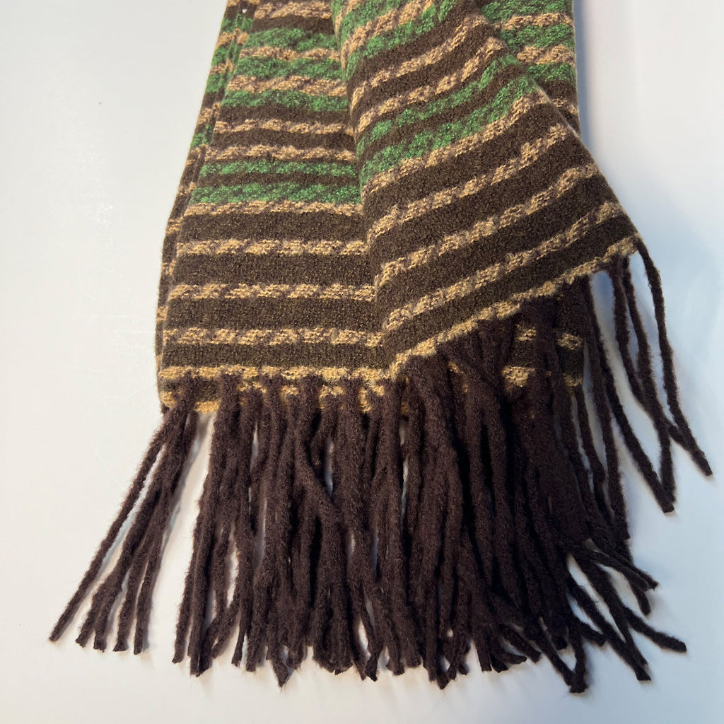 Brown and Green Oversized Knit Scarf