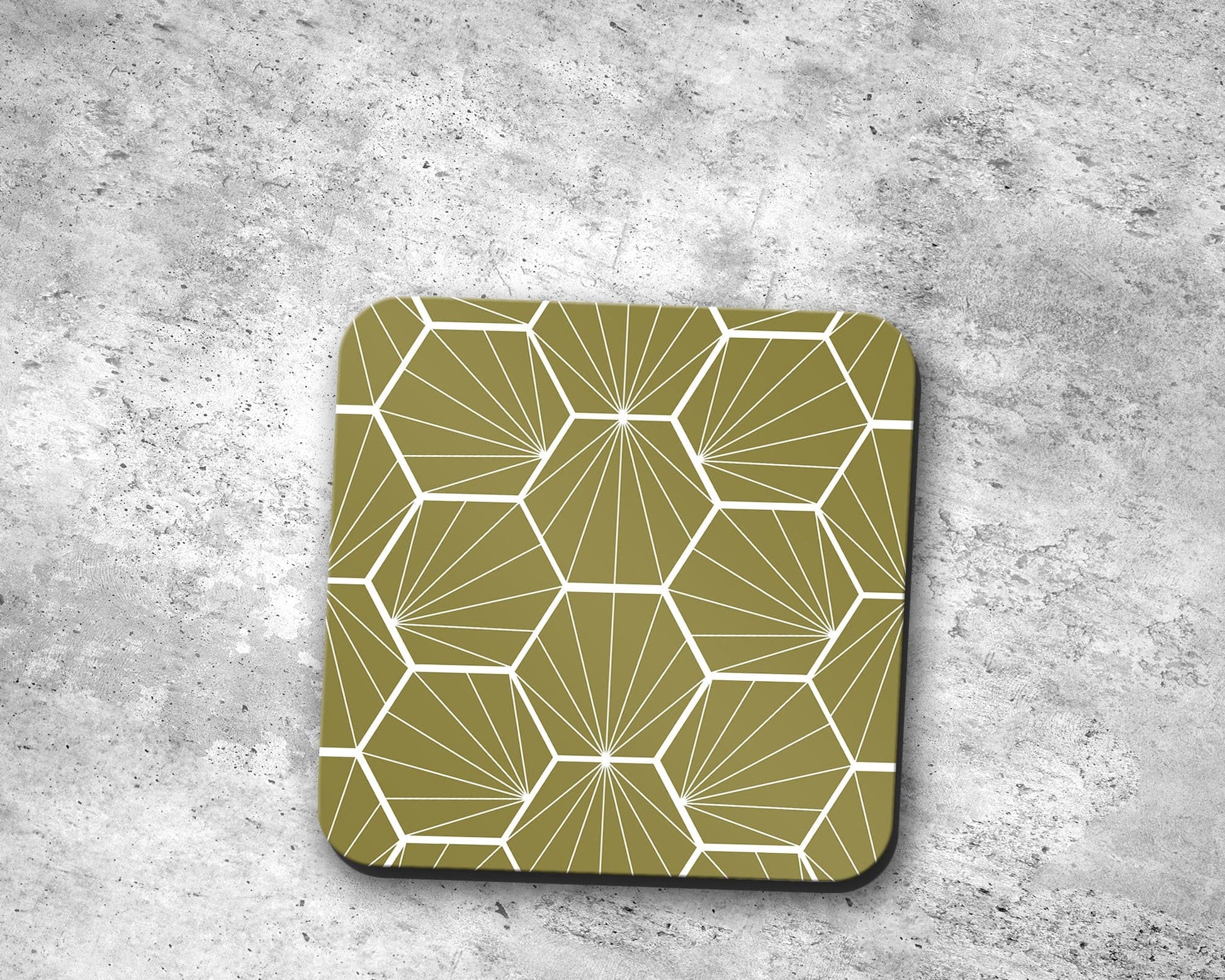 Olive Green Geometric Hexagons Placemats, Set of 4 or Set of 6