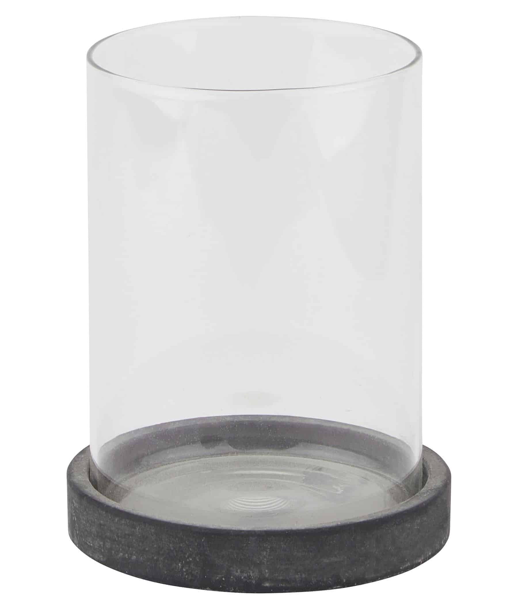 Medium Grey Stone Hurricane Lantern for Candlelight Ambience