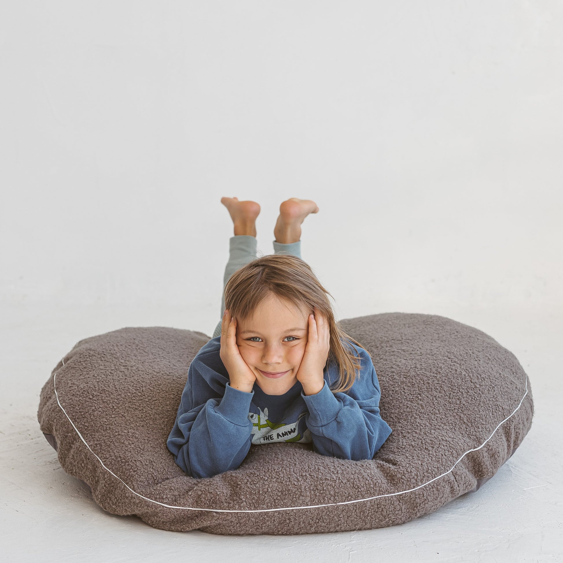 Boucle Floor Cushion for Kids in Grey