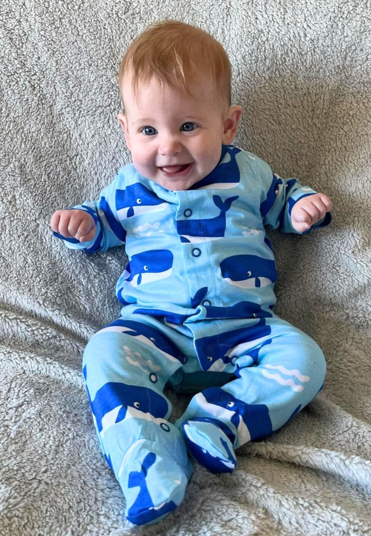 Organic Whale Waves Print Baby Gift Set