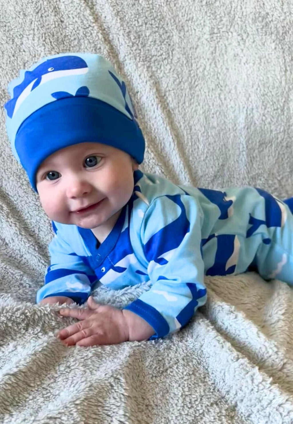 Organic Whale Waves Print Baby Gift Set