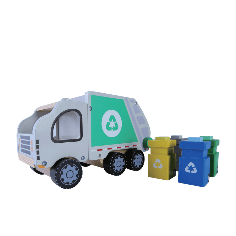 Educational Wooden Garbage Truck Playset – Learn & Play by Gerardo's Toys at www.brixbailey.com