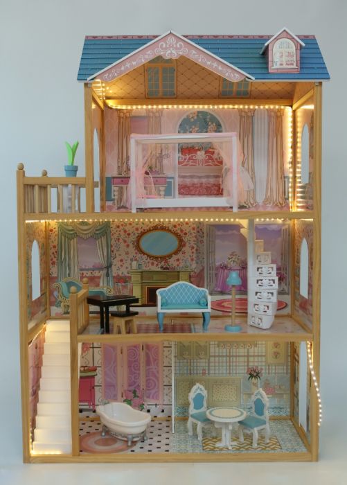 Gerardo’s Wooden Dollhouse – 3-Story With LED & Furniture by Gerardo's Toys at www.brixbailey.com