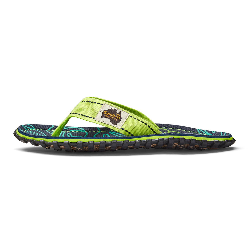 Women's Flip Flops Lime Hibiscus