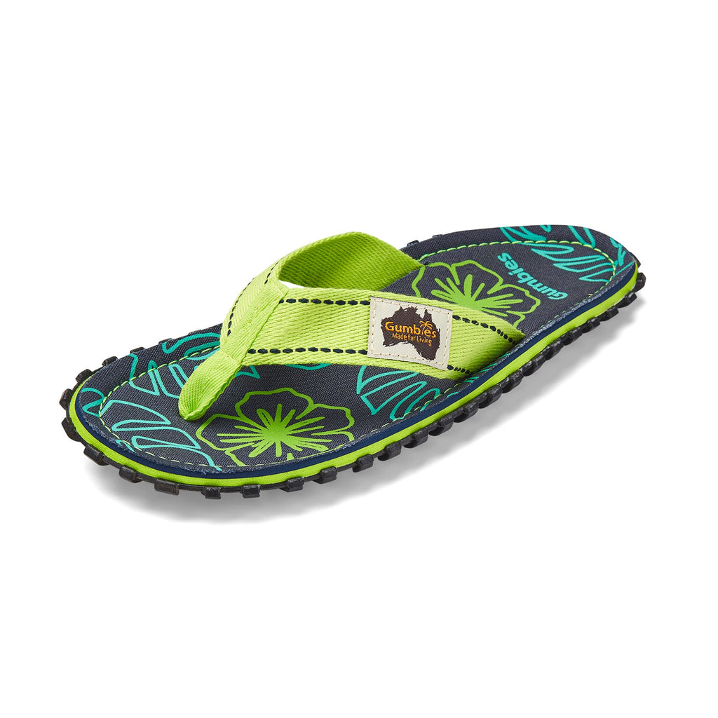 Women's Flip Flops Lime Hibiscus
