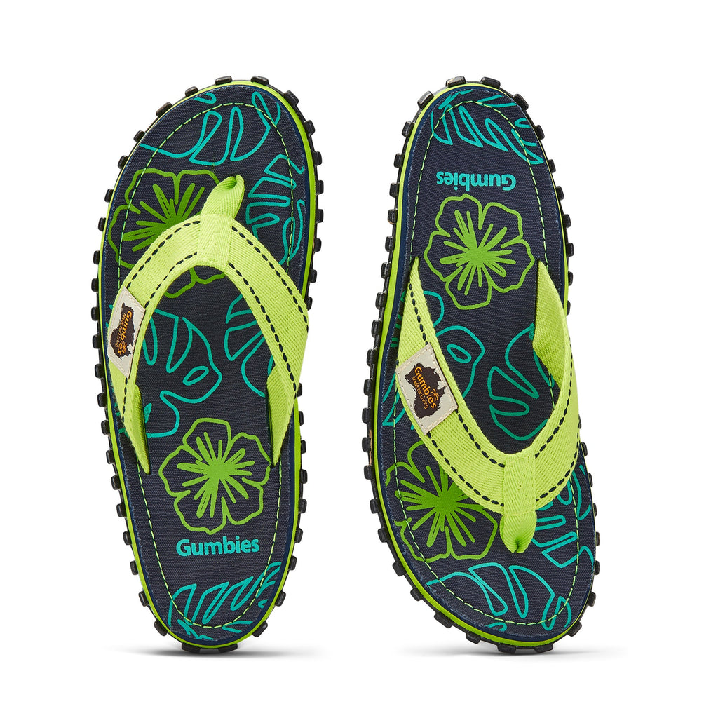 Islander Flip Flops Men's Lime Hibiscus