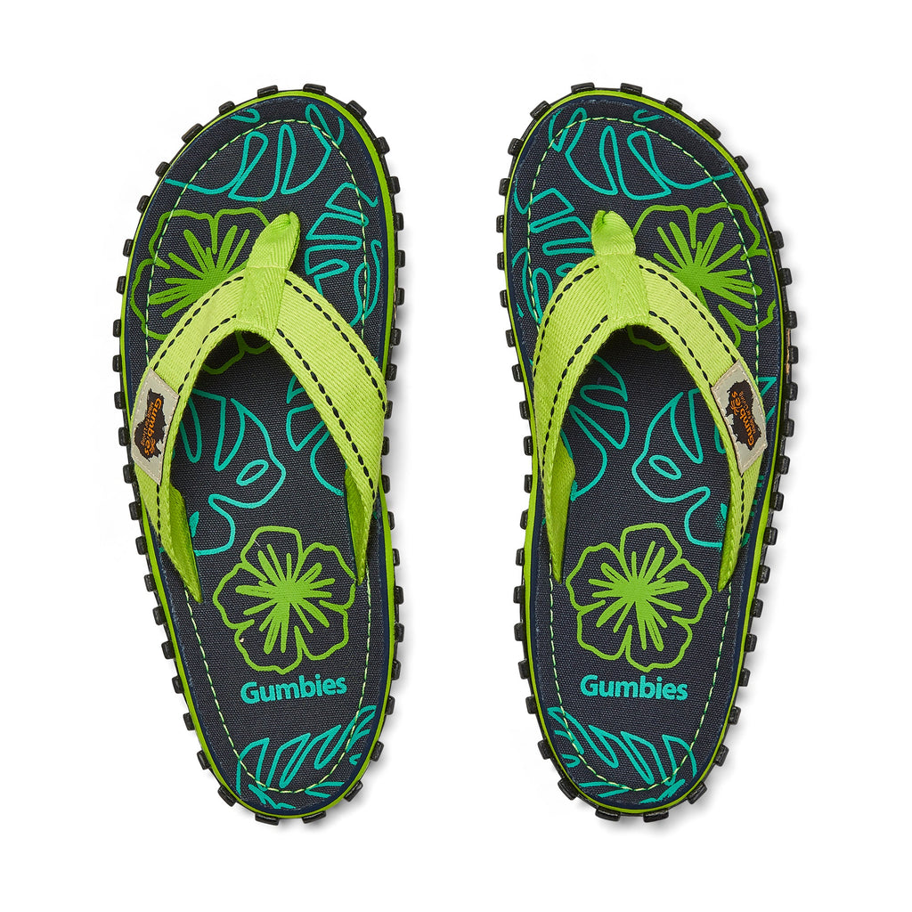 Islander Flip Flops Men's Lime Hibiscus