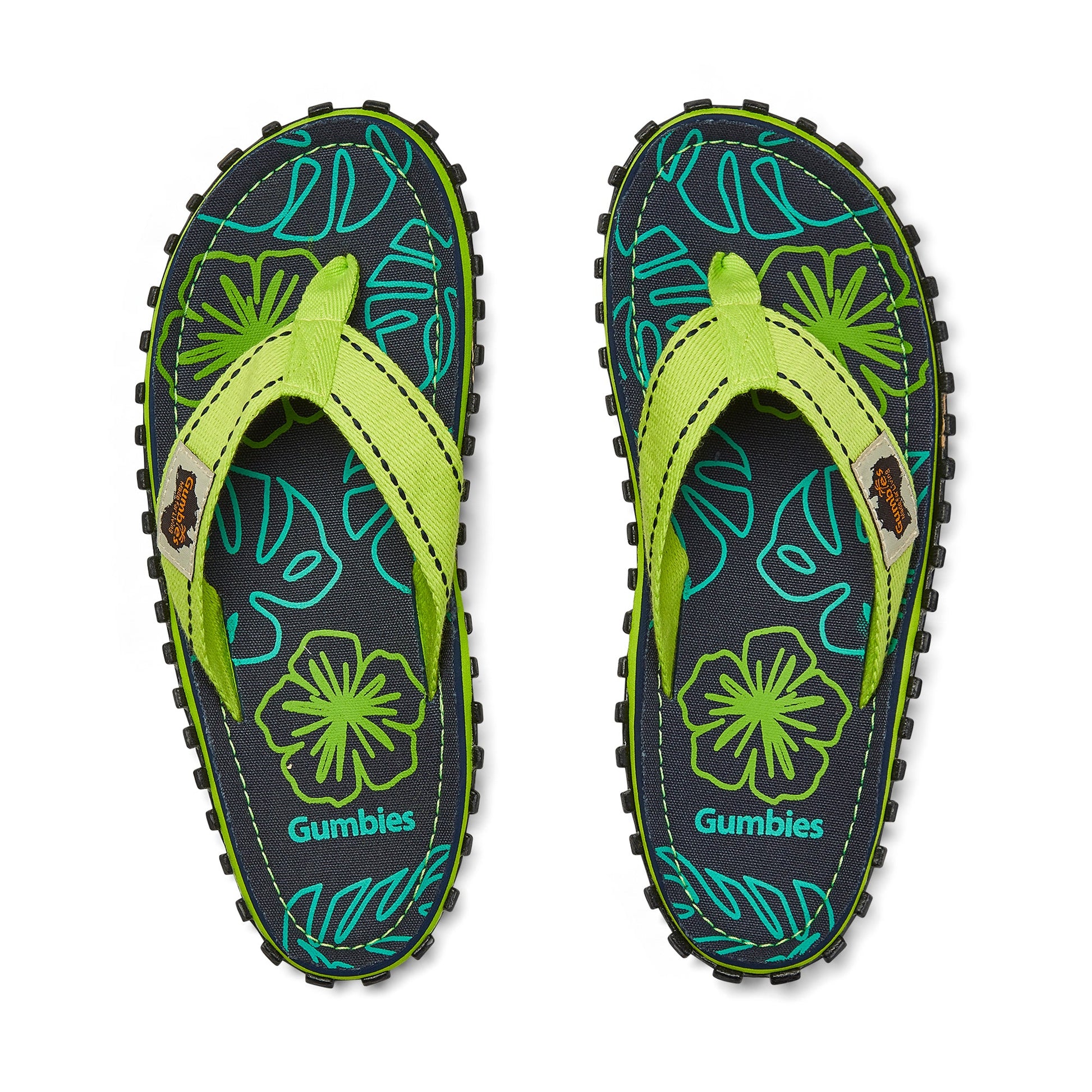 Women's Flip Flops Lime Hibiscus