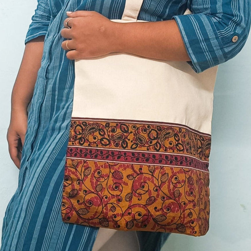 Half sari, half cotton tote bag, ethically handmade in India