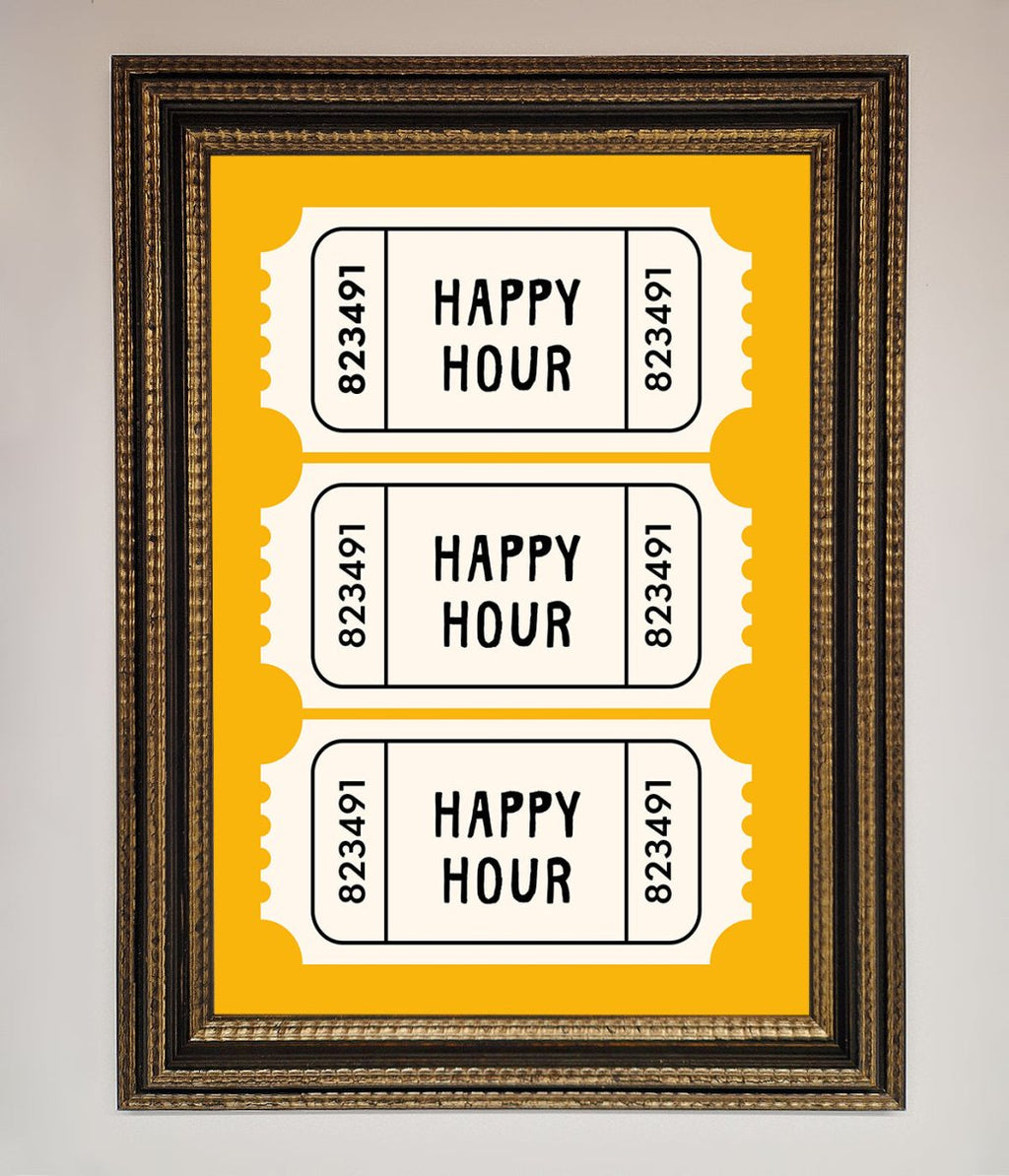 Happy Hour Mustard Framed Wall Art