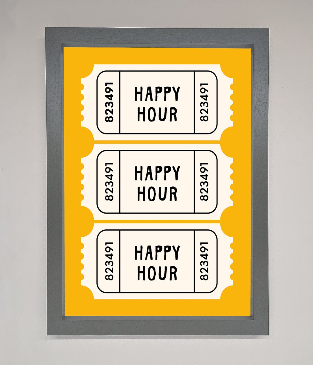 Happy Hour Mustard Framed Wall Art