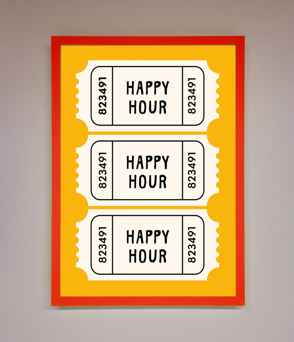 Happy Hour Mustard Framed Wall Art