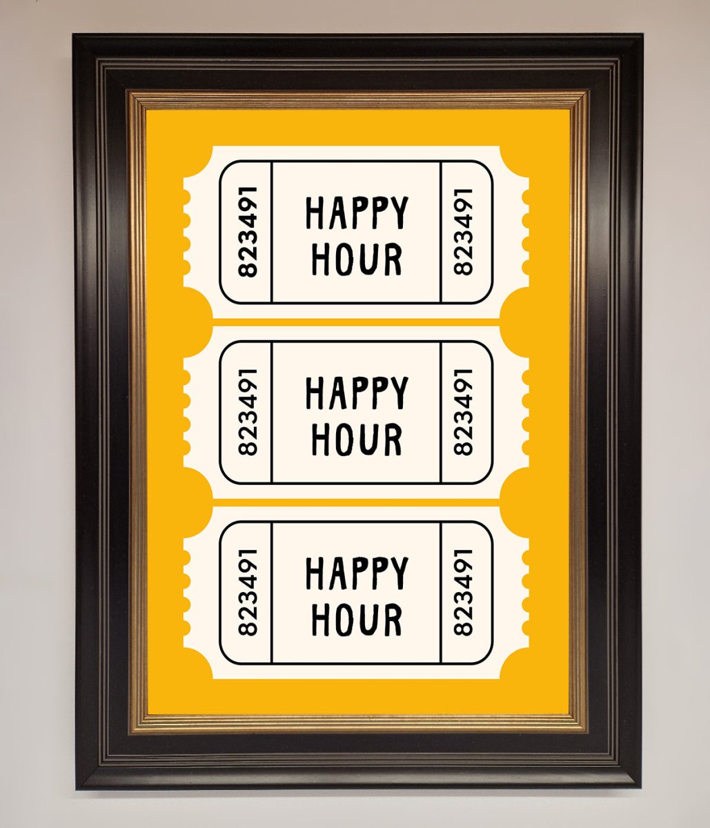 Happy Hour Mustard Framed Wall Art