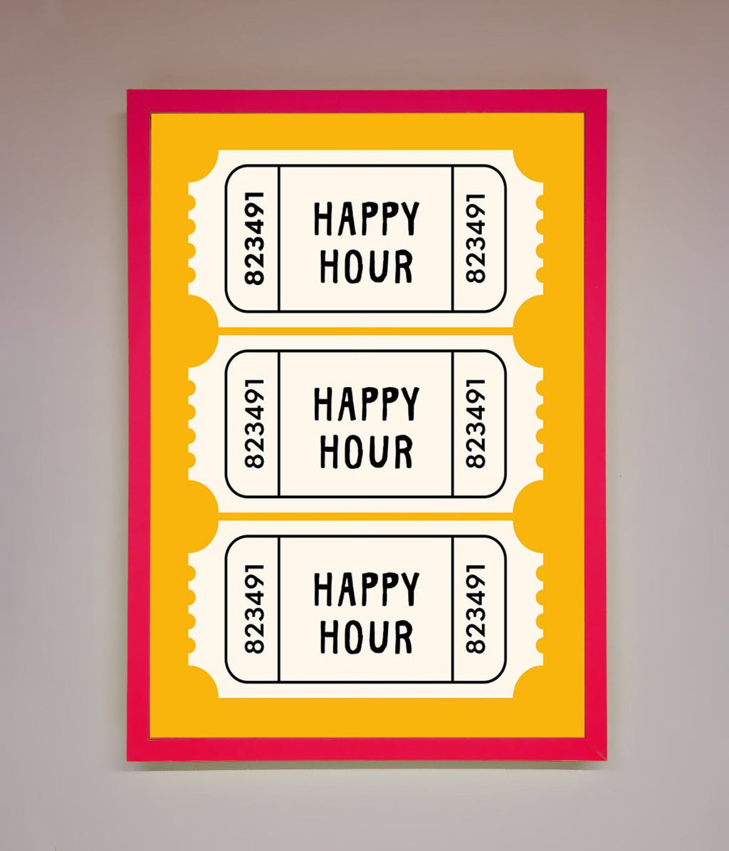 Happy Hour Mustard Framed Wall Art