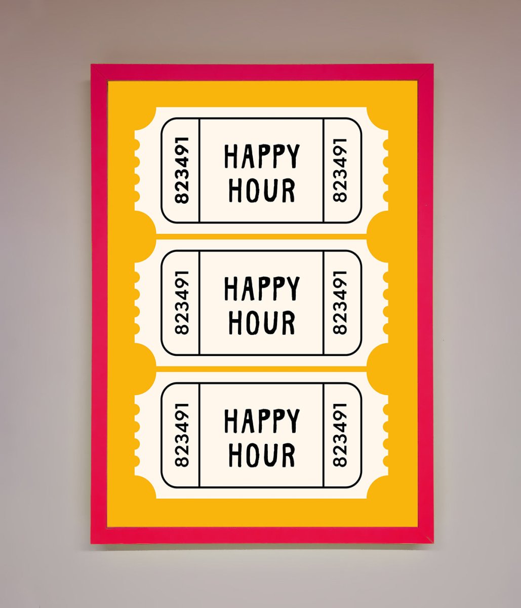 Happy Hour Mustard Framed Wall Art