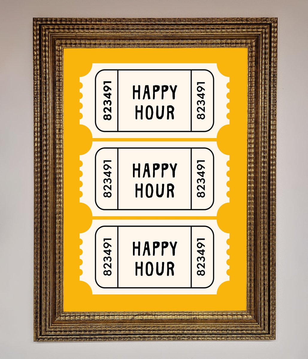 Happy Hour Mustard Framed Wall Art