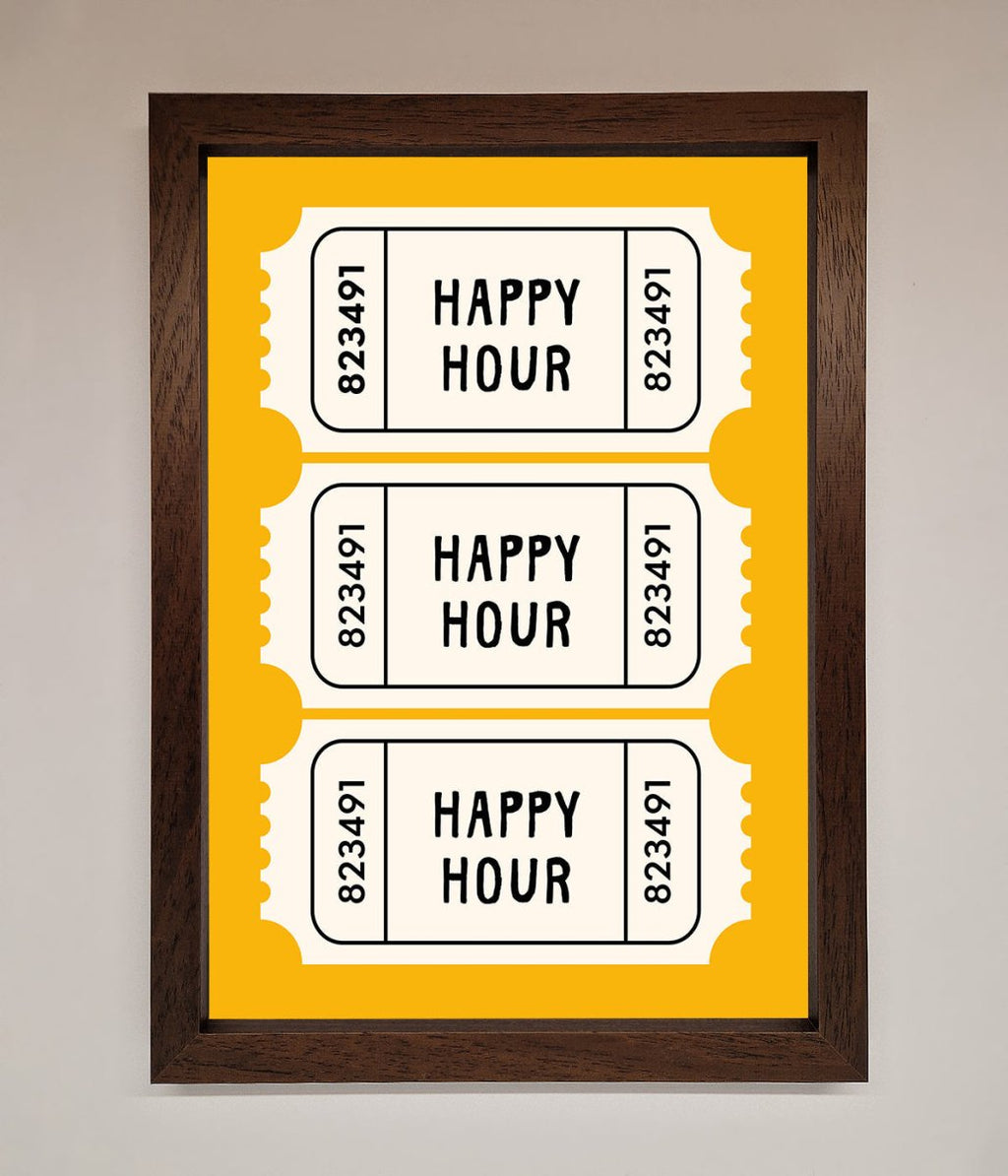 Happy Hour Mustard Framed Wall Art