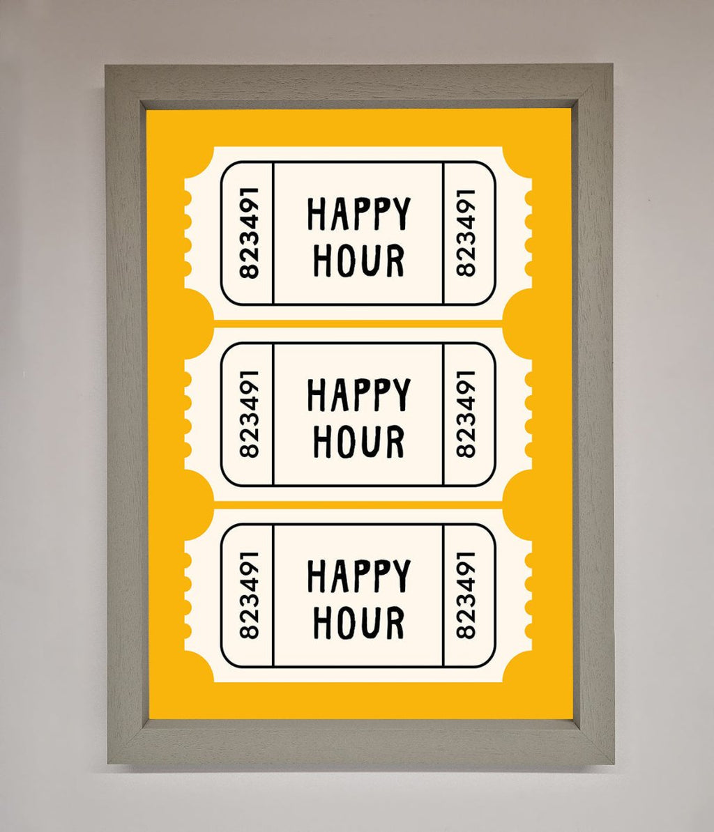 Happy Hour Mustard Framed Wall Art