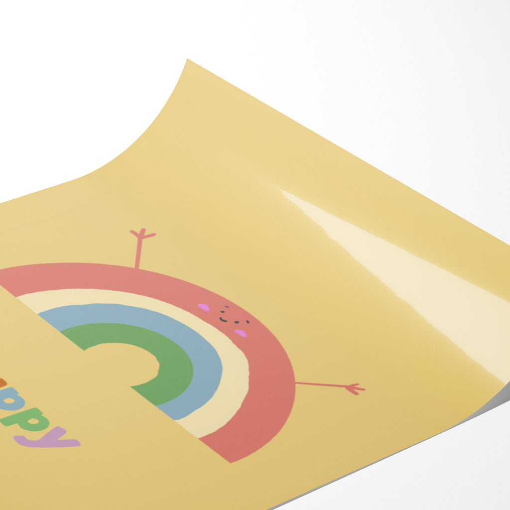 Happy Rainbow Wall Art Print - Cheerful Nursery Decor