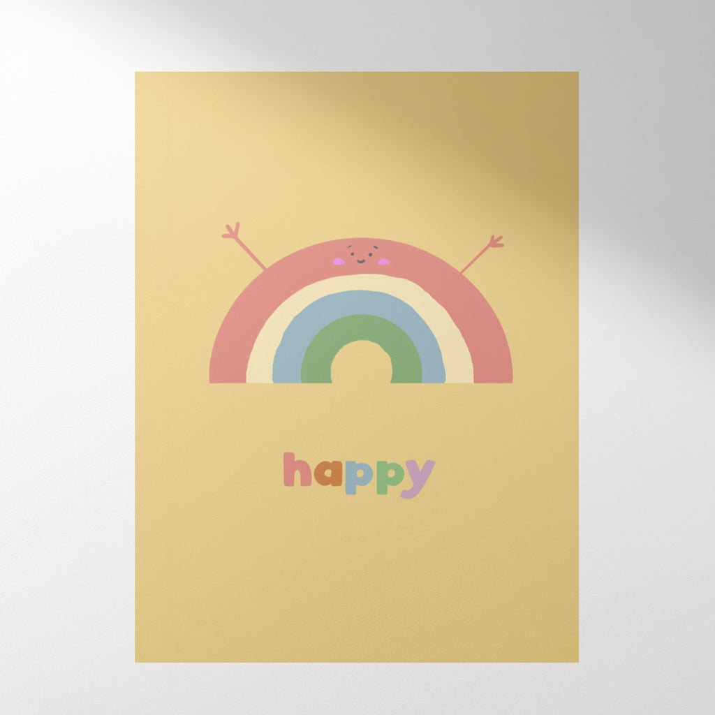 Happy Rainbow Wall Art Print - Cheerful Nursery Decor