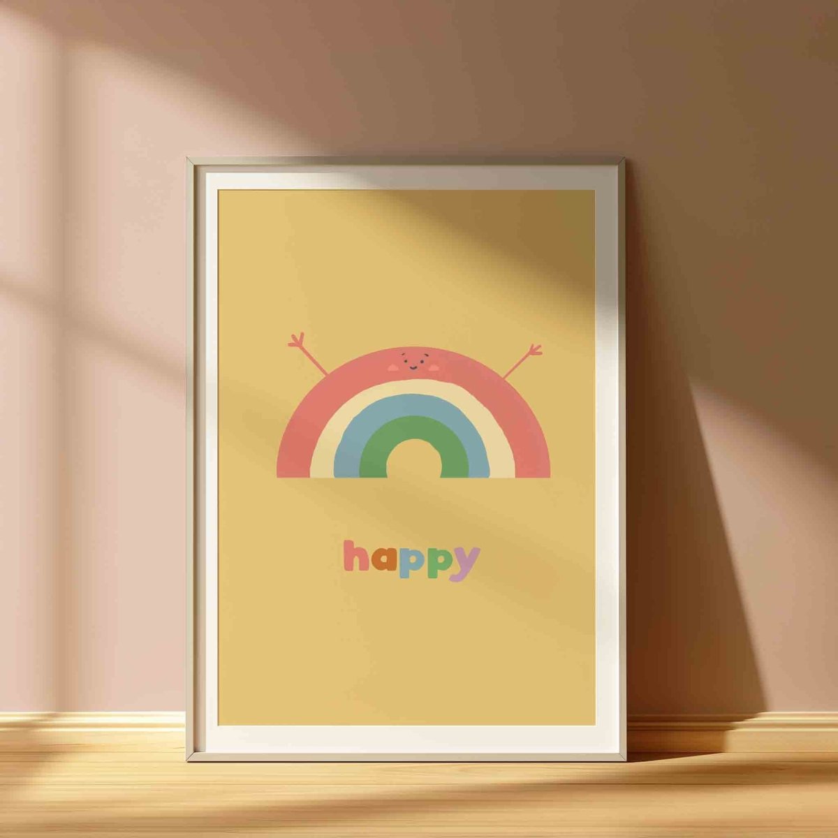 Happy Rainbow Wall Art Print - Cheerful Nursery Decor