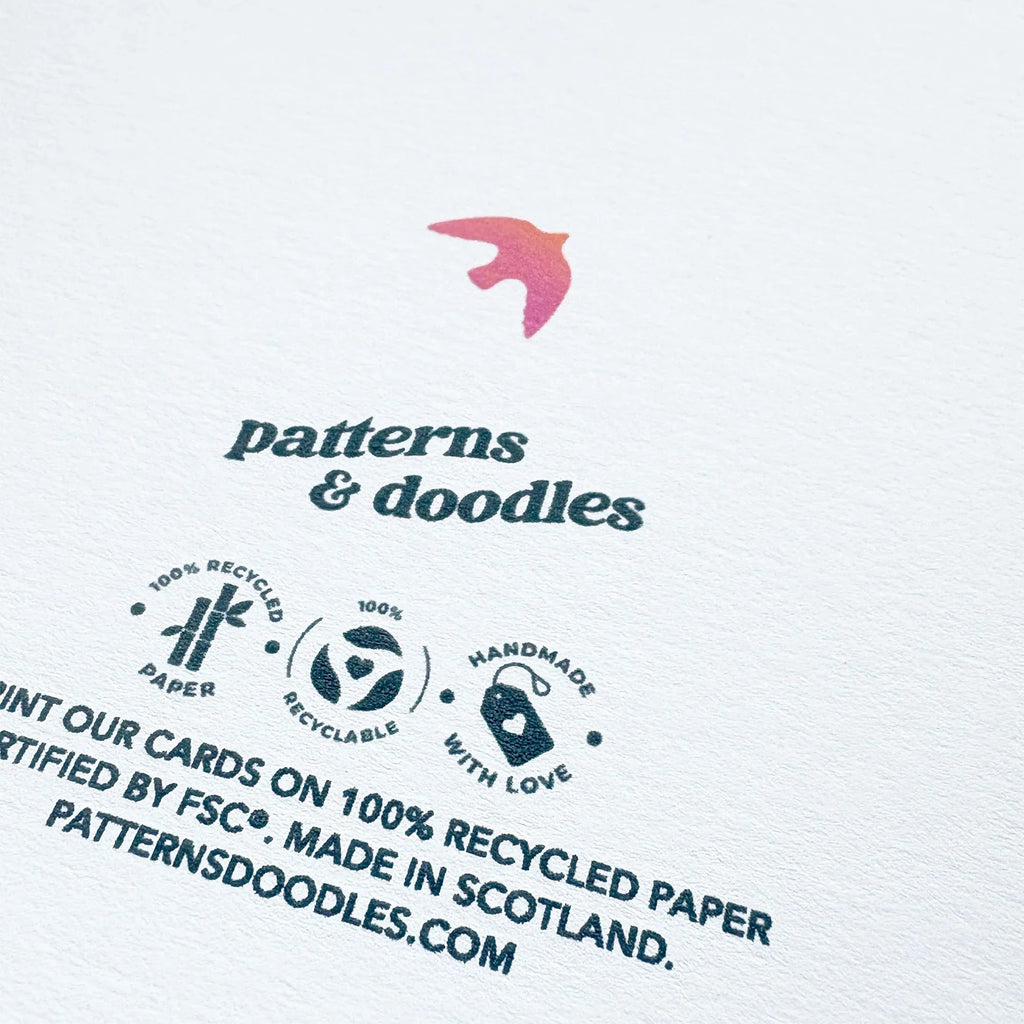 Hand Drawn Birthday Card with Foliage and Birds for Her