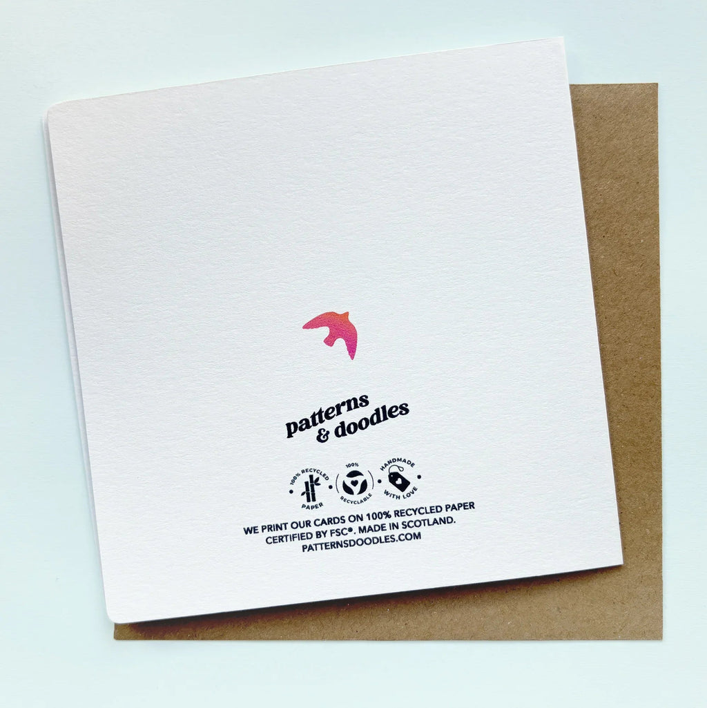 Hand Drawn Birthday Card with Foliage and Birds for Her