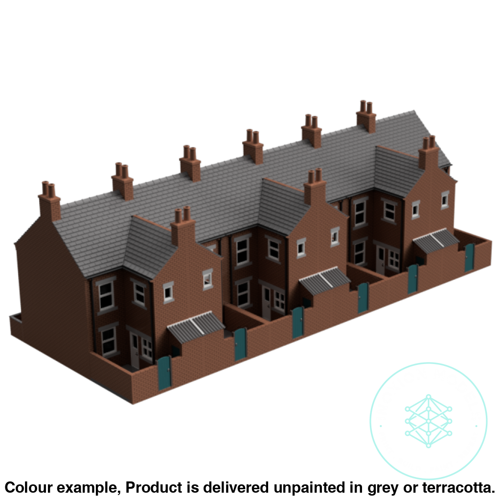 N Scale Terrace House Pack with 6 Detailed Buildings