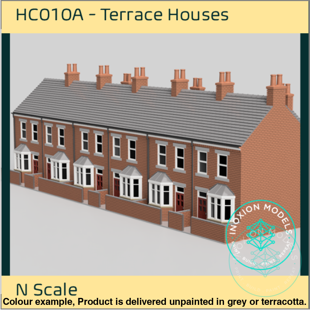 N Scale Terrace House Pack with 6 Detailed Buildings