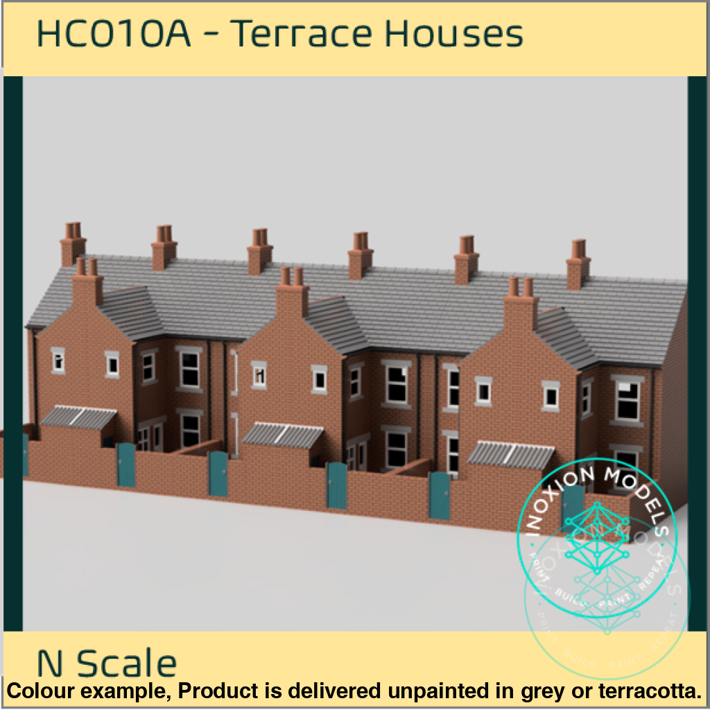 N Scale Terrace House Pack with 6 Detailed Buildings