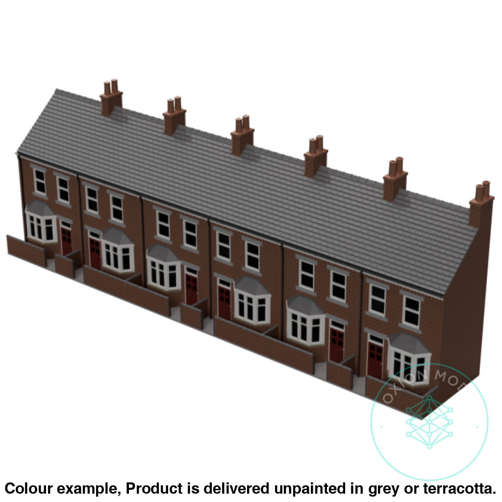 N Scale Low Relief Terrace House Pack - 6 Detailed Model Buildings