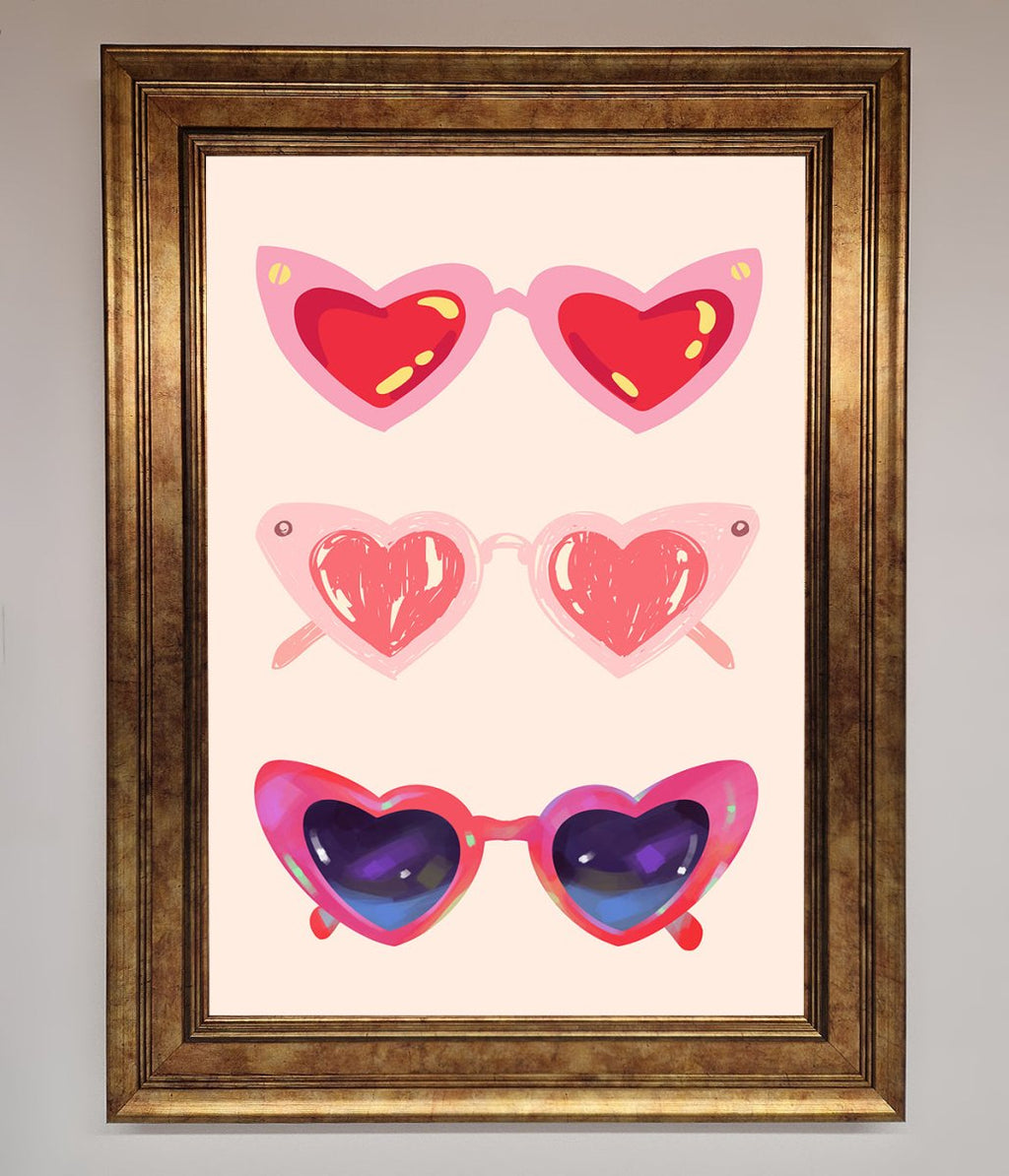 Heart Sunglasses Framed Poster