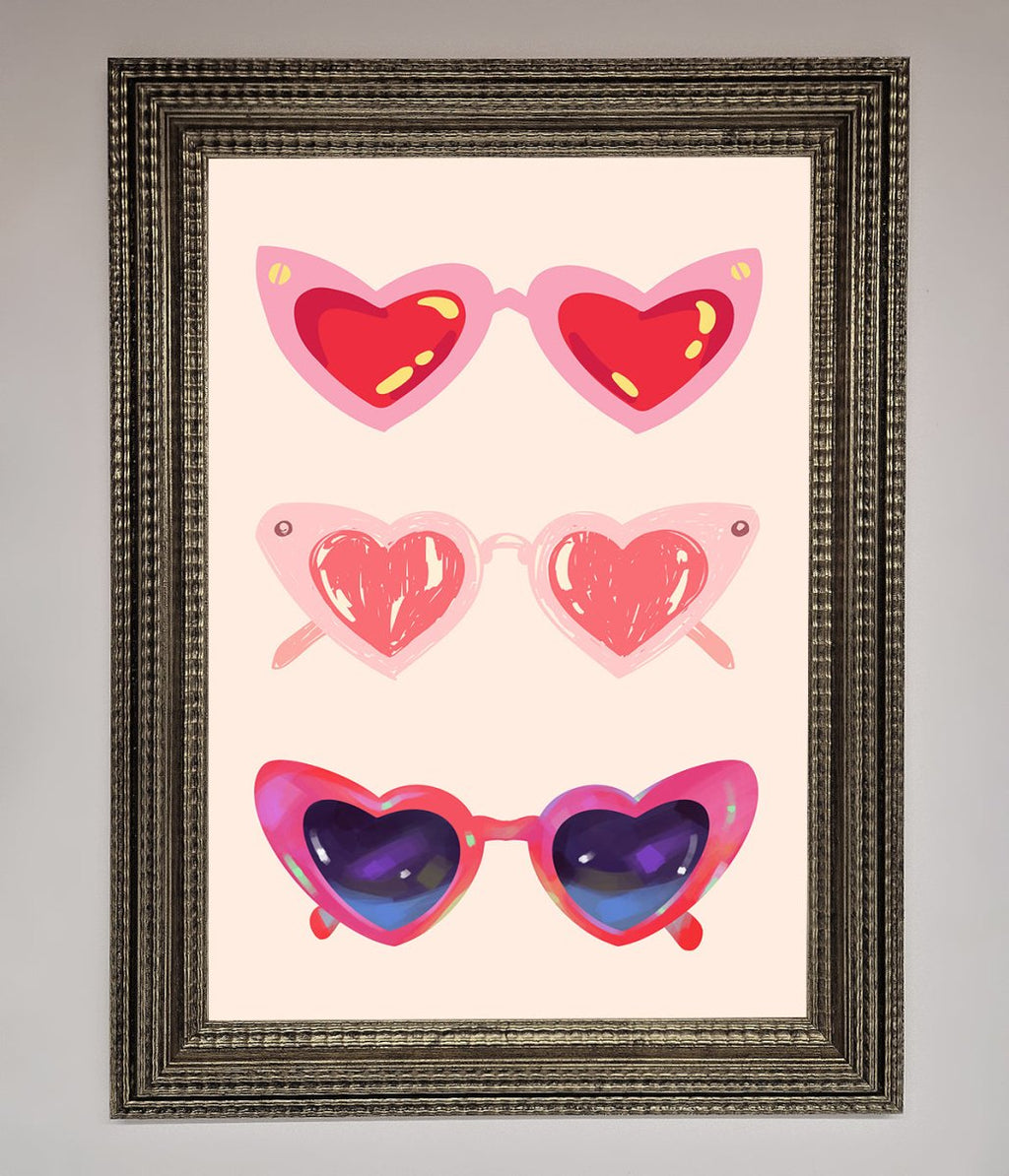 Heart Sunglasses Framed Poster