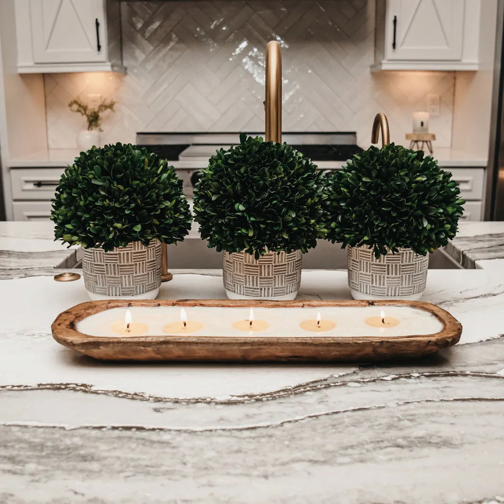 5 Wick Woodland Chateau Soy Candle in Carved Dough Bowl