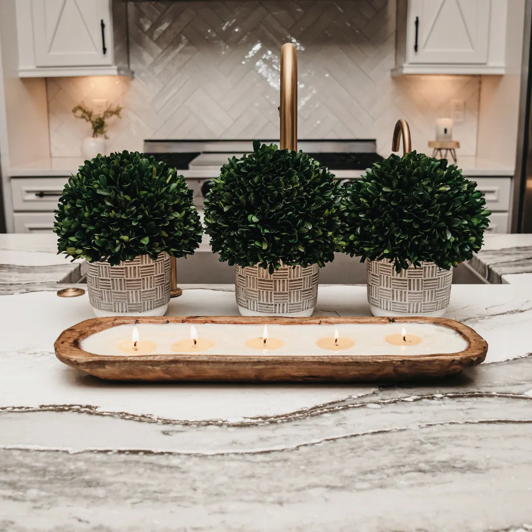 5 Wick Woodland Chateau Soy Candle in Carved Dough Bowl