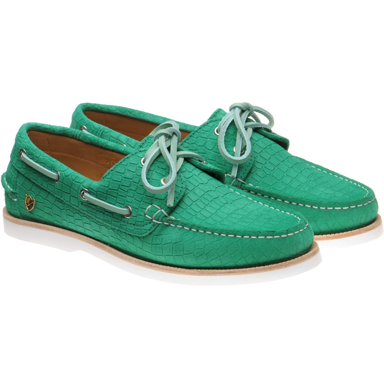 Cordelia Ladies Deck Shoes in Green Suede
