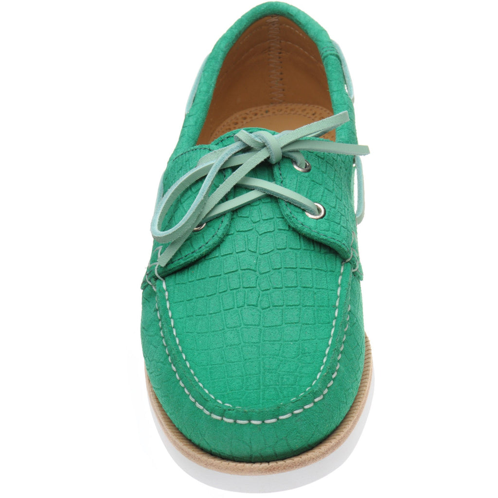 Cordelia Ladies Deck Shoes in Green Suede