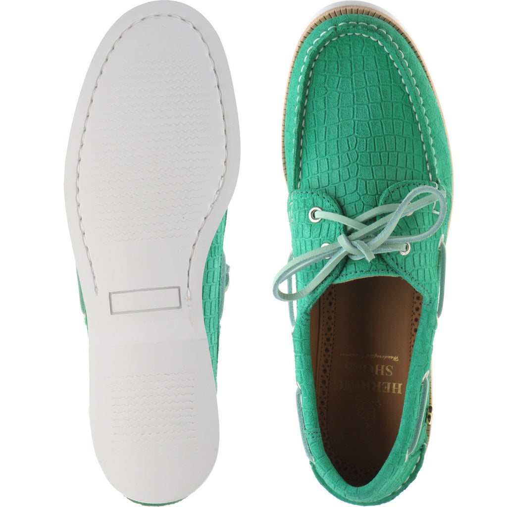 Cordelia Ladies Deck Shoes in Green Suede