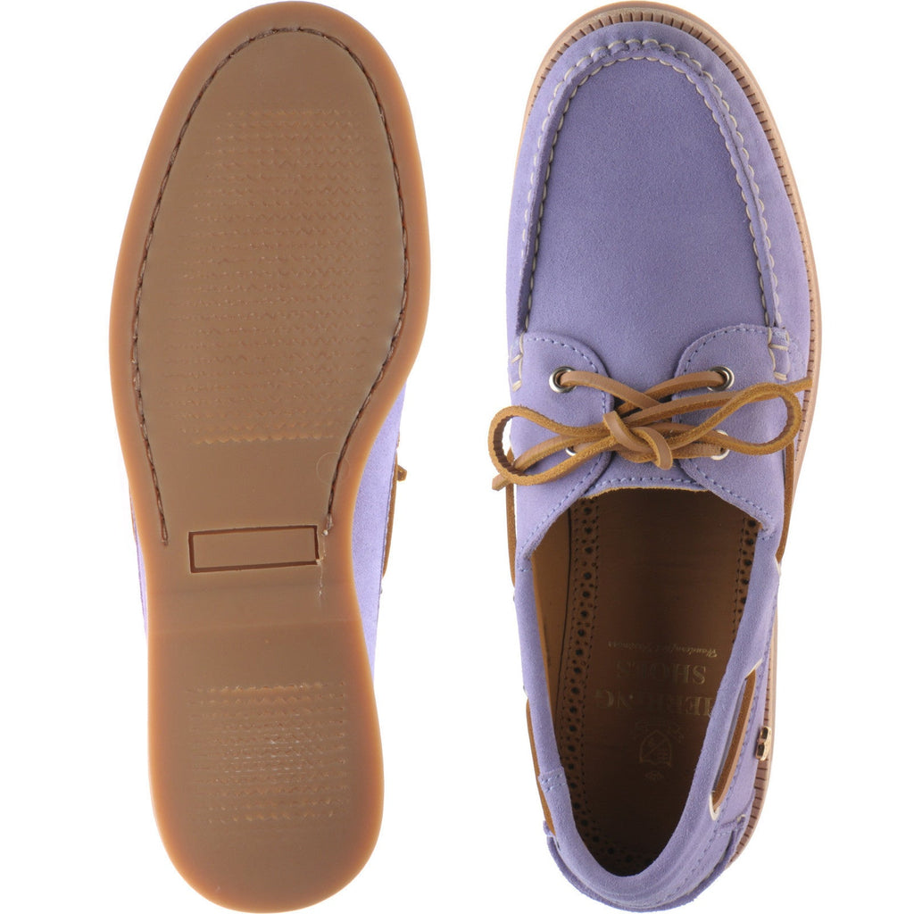 Cordelia Ladies Rubber Soled Deck Shoes in Lilac Suede