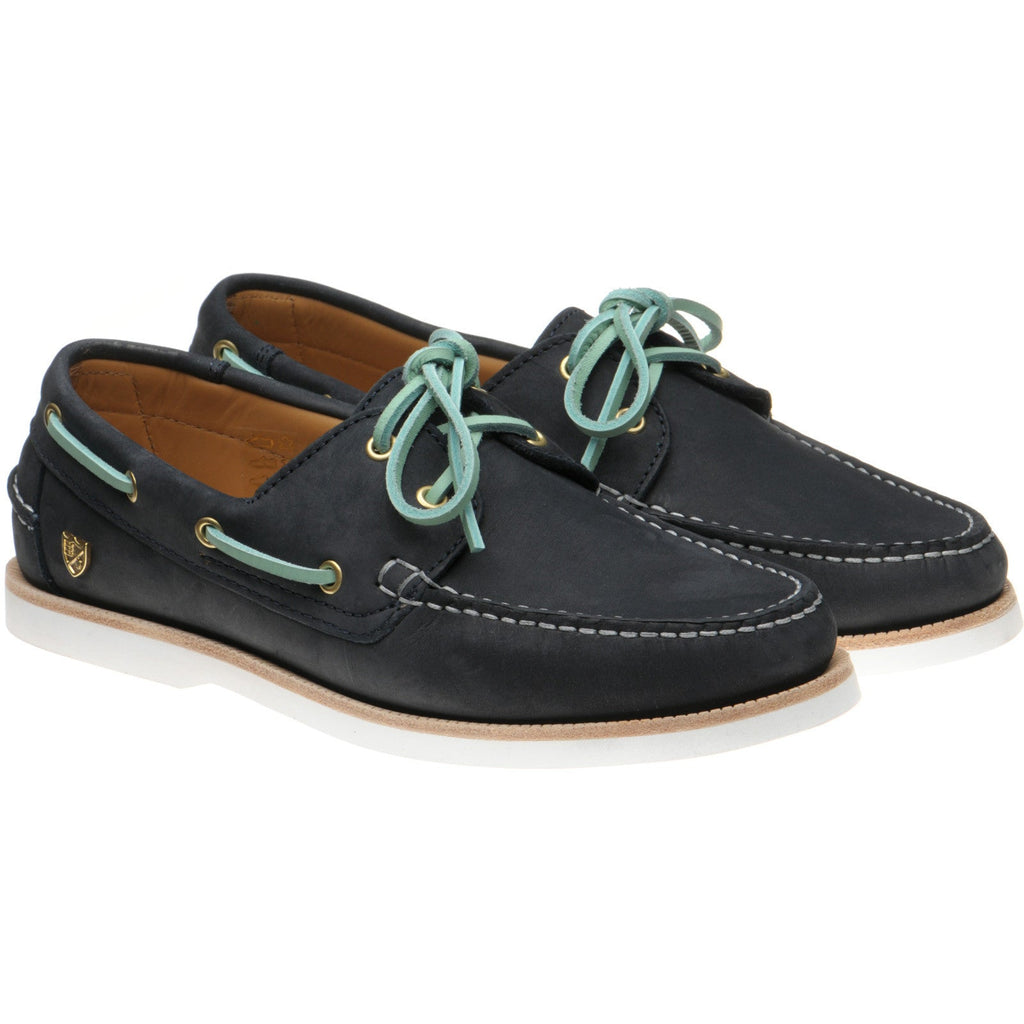 Cordelia Ladies Navy Nubuck Deck Shoes with Rubber Sole