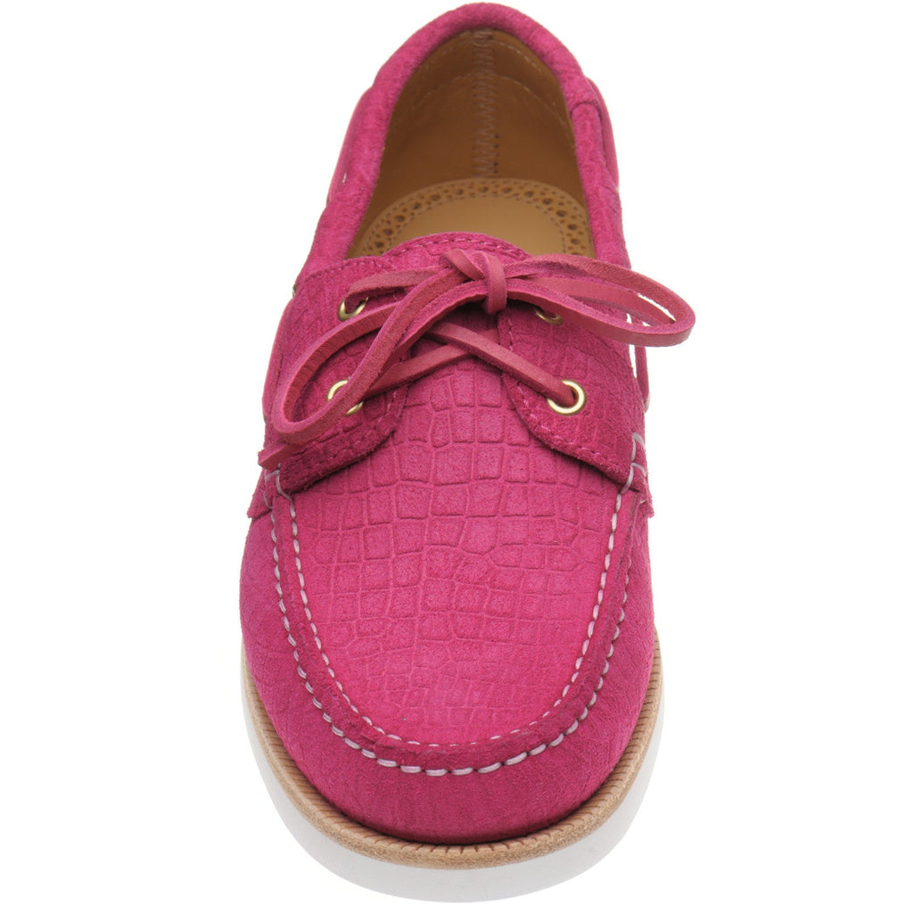 Cordelia Ladies Deck Shoes in Pink Suede with Rubber Sole