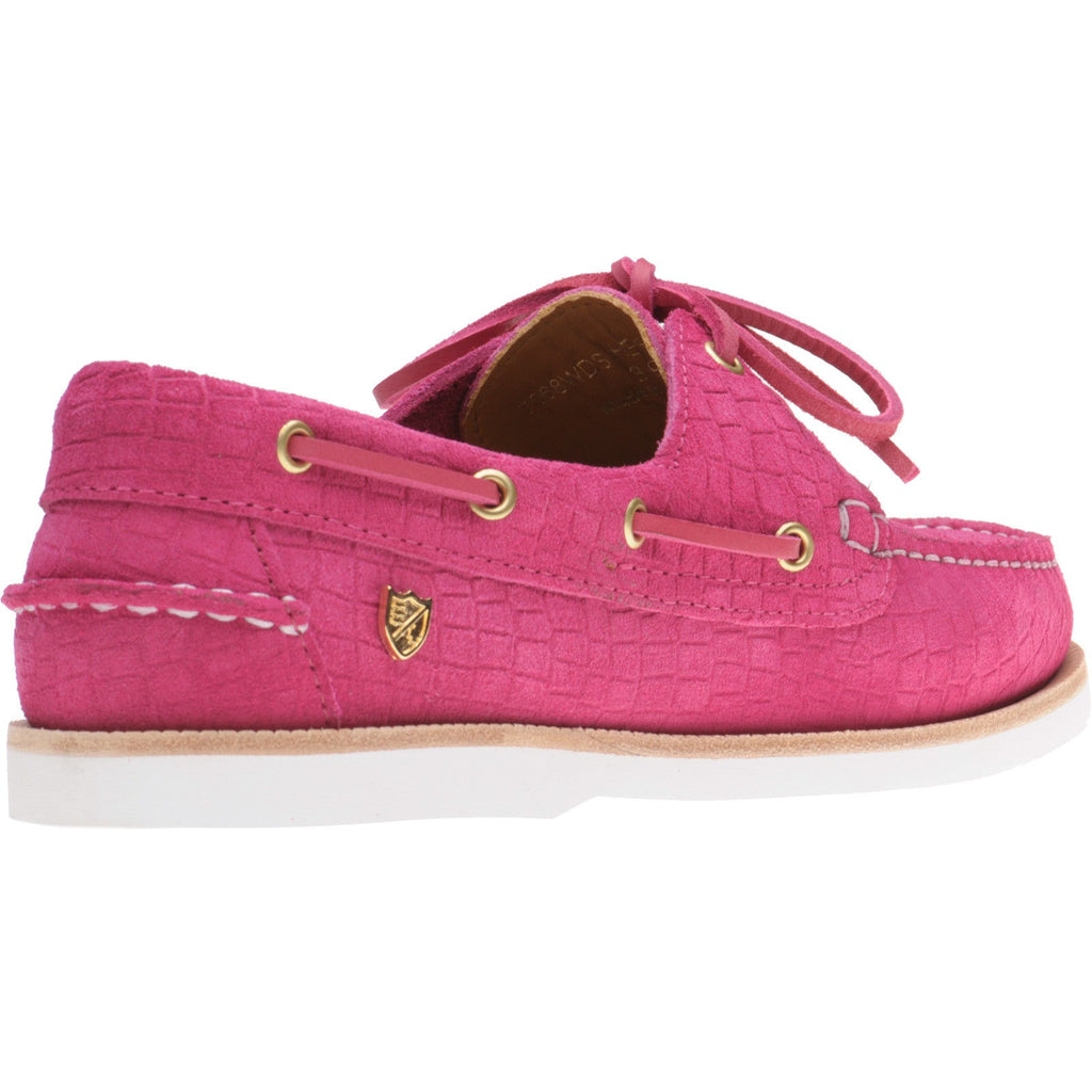Cordelia Ladies Deck Shoes in Pink Suede with Rubber Sole