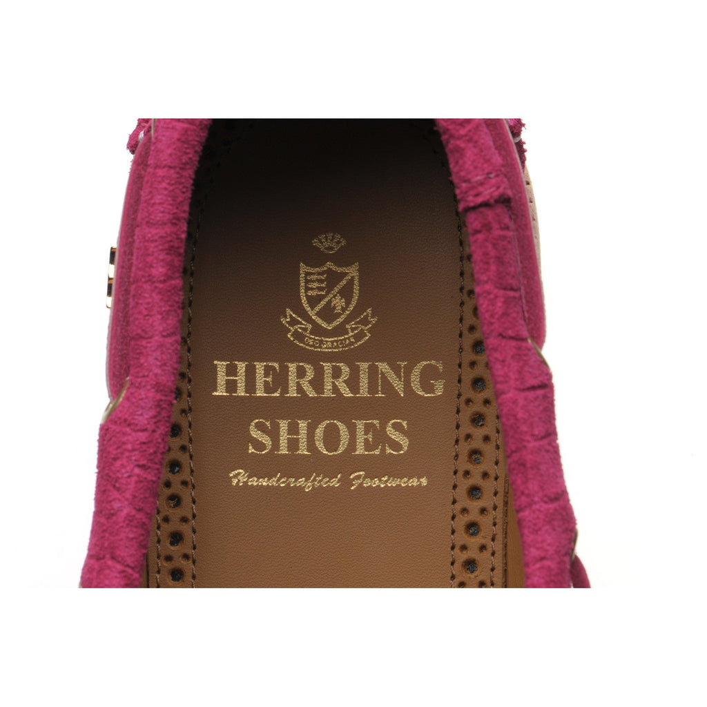 Cordelia Ladies Deck Shoes in Pink Suede with Rubber Sole