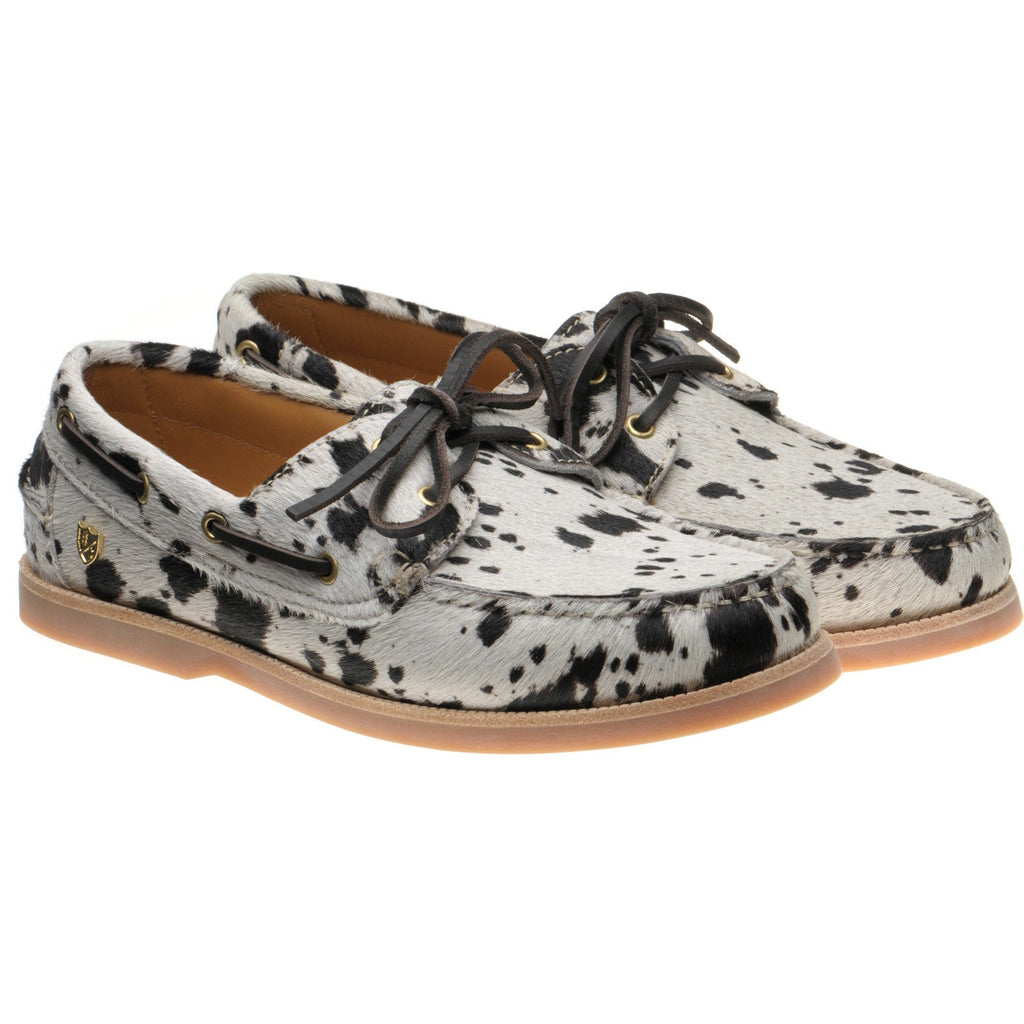 Cordelia Ladies Deck Shoes in White and Brown Pony