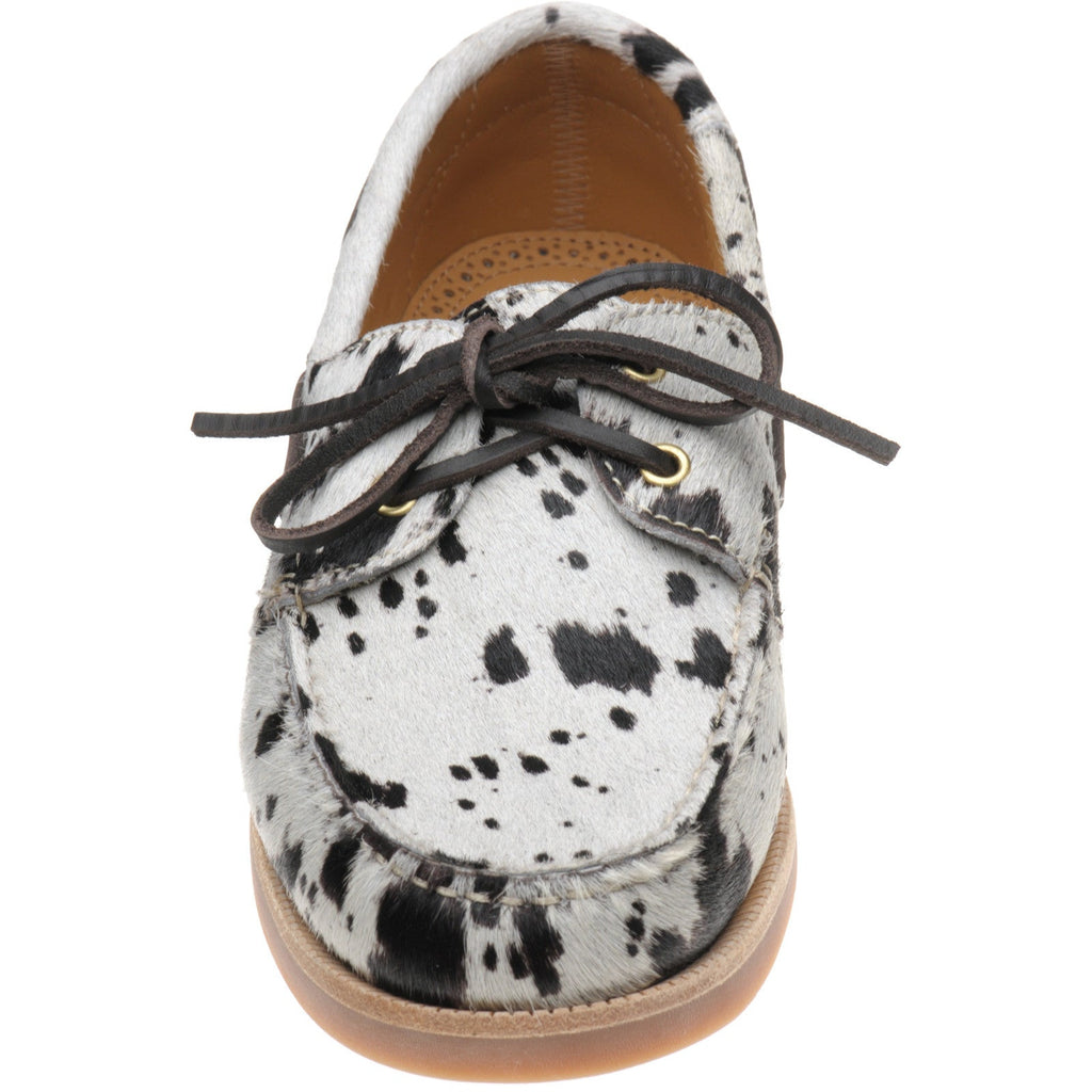 Cordelia Ladies Deck Shoes in White and Brown Pony