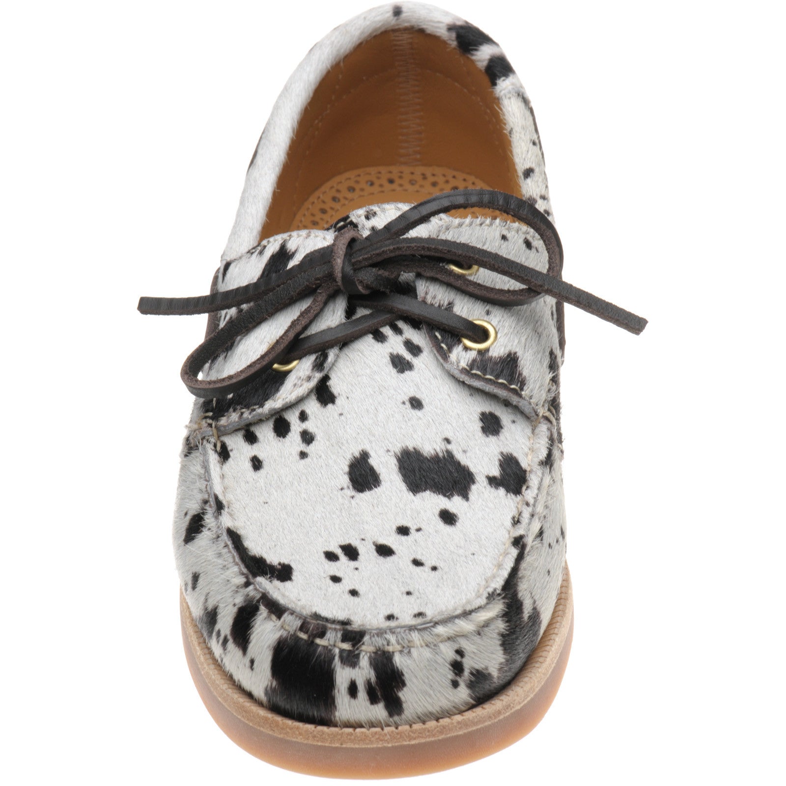 Cordelia Ladies Deck Shoes in White and Brown Pony