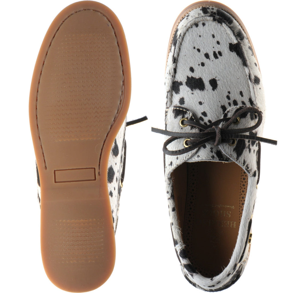 Cordelia Ladies Deck Shoes in White and Brown Pony