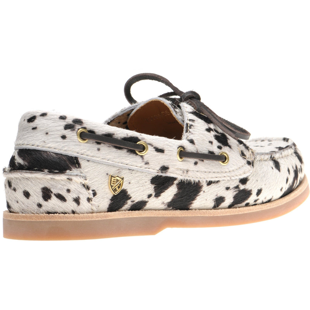 Cordelia Ladies Deck Shoes in White and Brown Pony