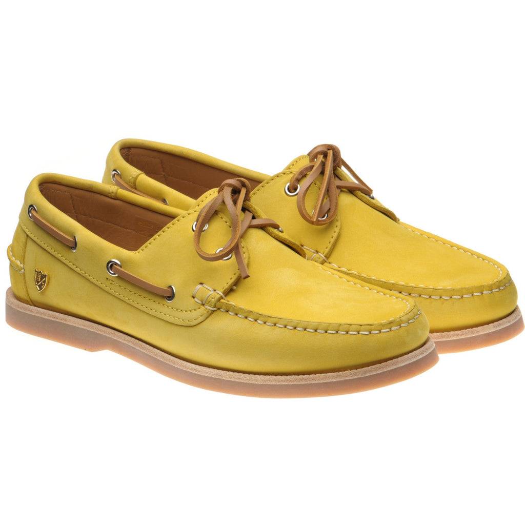 Yellow Nubuck Ladies Deck Shoes with Rubber Sole